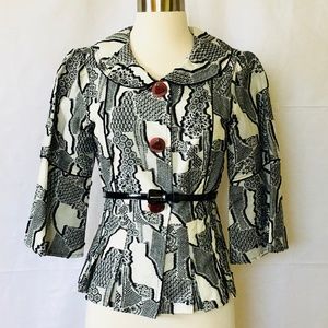 Canvasbacks Button Belted Embroidered Jacket